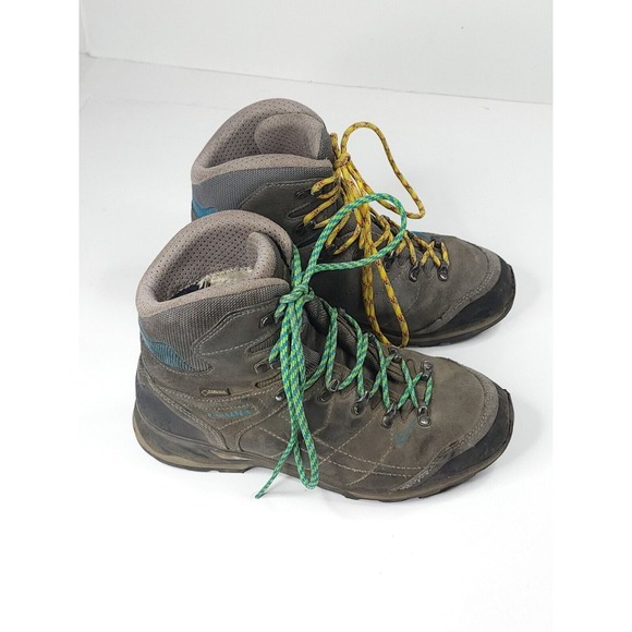 Lowa Men's Renegade‎ Mid Vibram Hiking Boots Brown Blue Leather Gore-Tex Size 7 - Picture 1 of 12